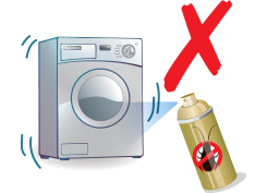 Do not use inflammable chemical substances (e.g. insecticide) in the vicinity of an operating washing machine.