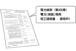 註冊電業承辦商及註冊電業工程人員須於檢查及測試後簽發完工證明書 (機電署表格WR1)，以確認電力裝置符合法定安全規定。